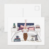 Cozy Bedroom Reading Scene Artwork for Book Lovers Briefkaart (Voorkant / Achterkant)