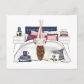 Cozy Bedroom Reading Scene Artwork for Book Lovers Briefkaart (Voorkant)