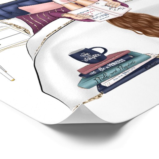 Cozy Bedroom Reading Scene Artwork for Book Lovers Poster (Hoek)