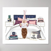 Cozy Bedroom Reading Scene Artwork for Book Lovers Poster (Voorkant)