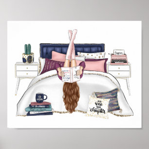 Cozy Bedroom Reading Scene Artwork for Book Lovers Poster