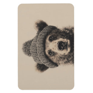 Cozy Beer in Beanie - Knuffig Winterdier Magneet