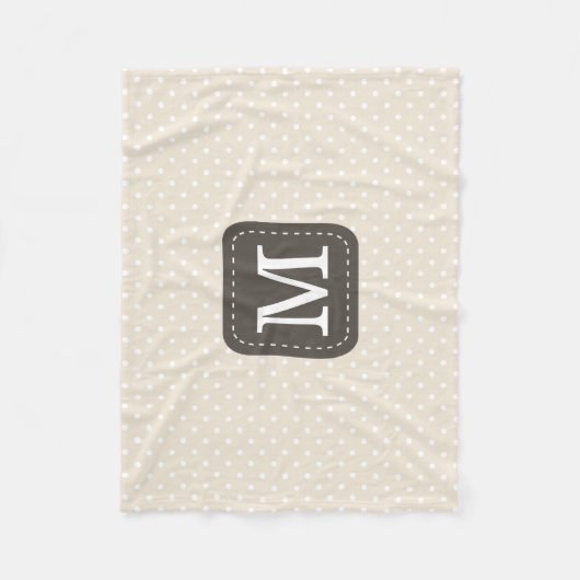 Cozy beige Polka stipt patroon met aangepast monog Fleece Deken (Voorkant)