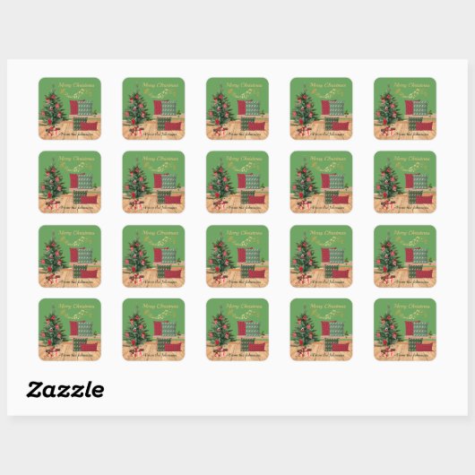 Cozy Bench Merry Christmas Vierkante Sticker (Vel)