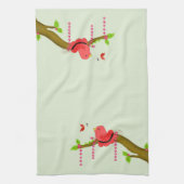 Cozy Bird Chirping bij een vlinder Theedoek (Verticaal)