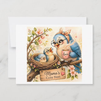 Cozy Bird Family RSVP Kaartje