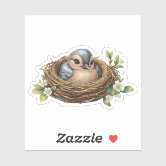 Cozy Bird Nest Sticker (Vel)