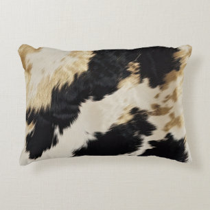 Cozy Black Cream Gold Southwest Koeienhuid Accent Kussen