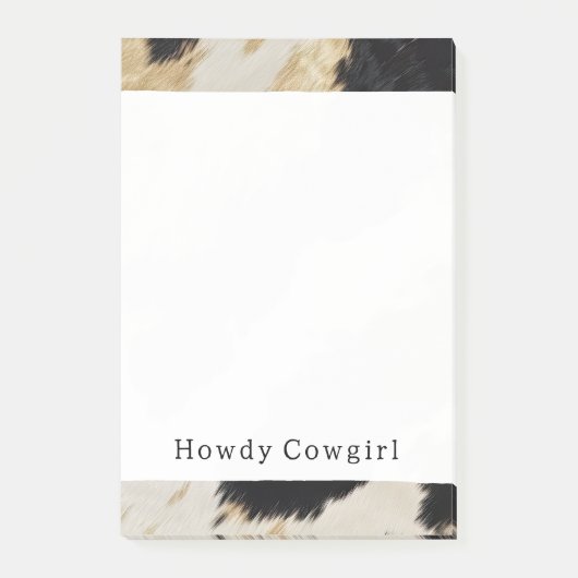 Cozy Black Cream Gold Southwest Koeienhuid Post-it® Notes (Voorkant)
