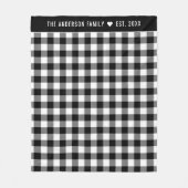 Cozy Black en White Buffalo Plays Family Monogram Fleece Deken (Voorkant)