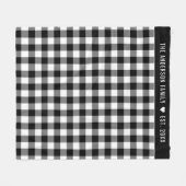 Cozy Black en White Buffalo Plays Family Monogram Fleece Deken (Voorkant (Horizontaal))