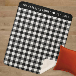 Cozy Black en White Buffalo Plays Family Monogram Sherpa Deken