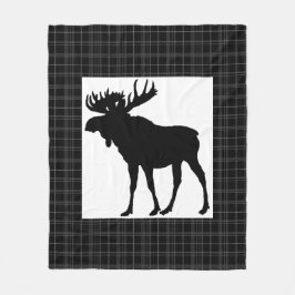 Cozy Black Pset Moose Design Fleece Blanket