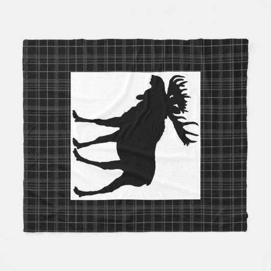 Cozy Black Pset Moose Design Fleece Blanket (Voorkant (Horizontaal))