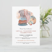 Cozy Blankets Pumpkins Virtual Thanksgiving Party Kaart (Staand voorkant)
