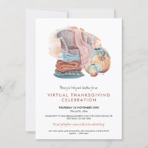 Cozy Blankets Pumpkins Virtual Thanksgiving Party Kaart