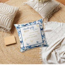 Cozy Blue Gold Butterfly Kisses Baby shower Kussen