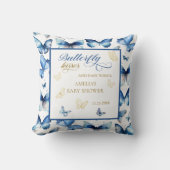 Cozy Blue Gold Butterfly Kisses Baby shower Kussen (Voorkant)
