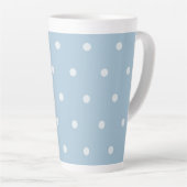 Cozy Blue Polka Dot Pattern, White Dotted Print Latte Mok (Rechterhoek)