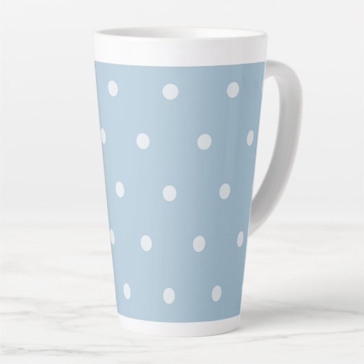 Cozy Blue Polka Dot Pattern, White Dotted Print Latte Mok (Rechterhoek)