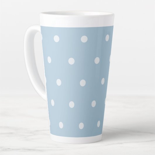 Cozy Blue Polka Dot Pattern, White Dotted Print Latte Mok (Linkerhoek)