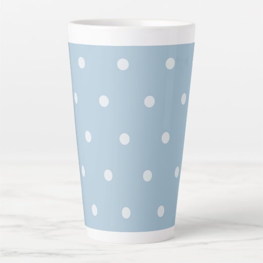 Cozy Blue Polka Dot Pattern, White Dotted Print Latte Mok (Voorkant)