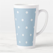 Cozy Blue Polka Dot Pattern, White Dotted Print Latte Mok (Rechts)