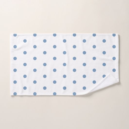 Cozy Blue Polka Dots White Background Pattern Handdoek (Handdoek)