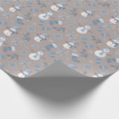 Cozy Blue Winter op lichtbruin Cadeaupapier (Hoek)