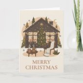 Cozy Boho Cabin Christmas Greeting Card Feestdagen Kaart (Voorkant)
