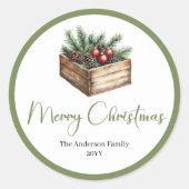 Cozy Boho Classic Holiday Gift Wrap Round Stickers (Voorkant)