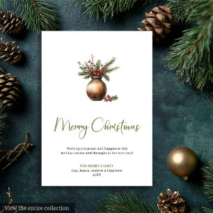 Cozy Boho Dennengroen Krans Minimalistische Kerstk Feestdagenkaart