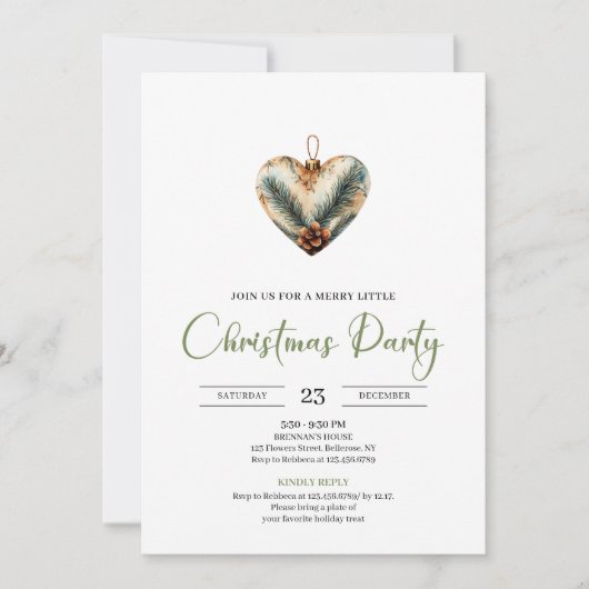 Cozy Boho Earthy Botanical Christmas Dinner Invitе Kaart (Voorkant)