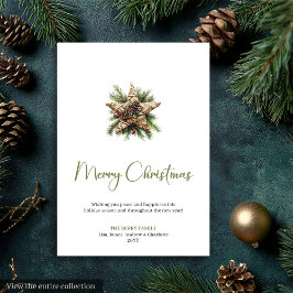 Cozy Boho Earthy Pine Wreath Christmas Greeting Feestdagenkaart