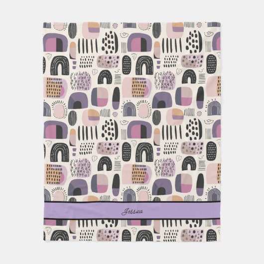 Cozy Boho Herfst Paarse Fleece Deken (Voorkant)