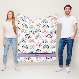 Cozy Boho Rainbow Fleece Deken