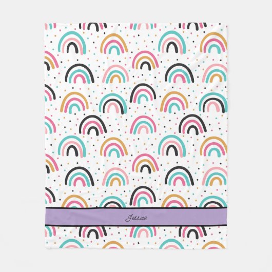 Cozy Boho Rainbow Fleece Deken (Voorkant)