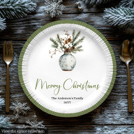 Cozy Boho Watercolor Christmas Bouquet Plates Papieren Bordje
