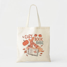 Cozy Book Babe Autumn Reading Aesthetic Design Tote Bag