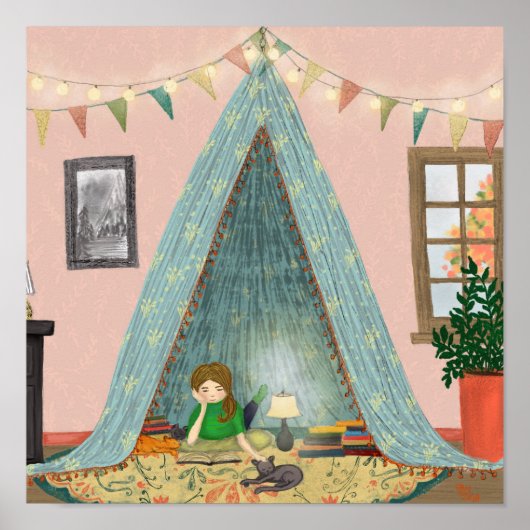 Cozy Book Nook Camp-In Caturday Poster (Voorkant)