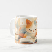 Cozy Bookish Cat Abstract Coffee Mug – Soft Pastel Koffiemok (Voorkant links)