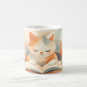 Cozy Bookish Cat Abstract Coffee Mug – Soft Pastel Koffiemok (Center)