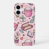 Cozy Bookworm Coffee iPhone Case Reading Lover  16 Hoesje (Achterkant)