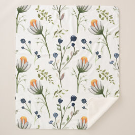 Cozy Botanical Watercolor Fleece Blanket Sherpa Deken