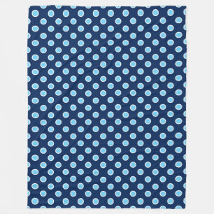 Cozy Bright Blue Polka Dots on Navy Fleece Blanket