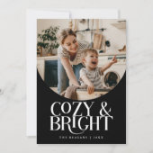 Cozy Bright Elegant Photo Black Holiday Card Feestdagenkaart (Voorkant)