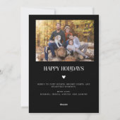 Cozy Bright Elegant Photo Black Holiday Card Feestdagenkaart (Achterkant)