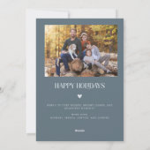 Cozy Bright Elegant Photo Slate Blue Holiday Card Feestdagenkaart (Achterkant)