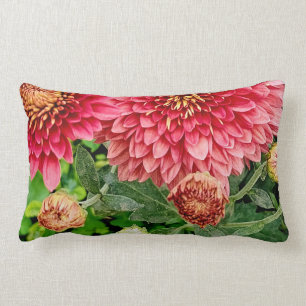 Cozy Bright Peach Chrysanthemum Flowers Pillow Kussen