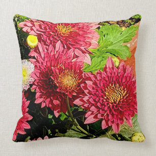 Cozy Bright Peach Chrysanthemum Flowers Pillow Kussen